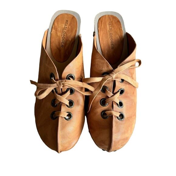 Anthropologie Kelsi Dagger Brooklyn Lace-Up Clogs Size 10 - Picture 7 of 12